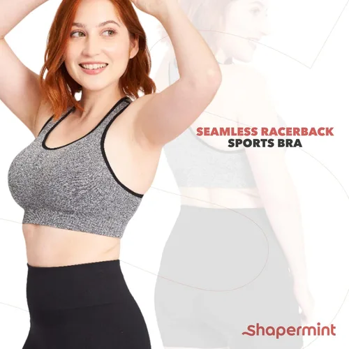 Vista 4 de SHAPERMINT Sujetadores deportivos para mujer, sujetadores de entrenamiento para mujer, brasier deportivo de talla grande, tops de entrenamiento