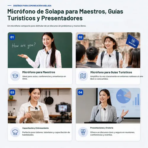 Vista 3 de WinBridge - Micrófono de solapa con clip para amplificador de voz
