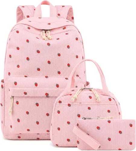 Vista 8 de Bluboon - Mochila escolar para niñas y mujeres para uso diario y de estilo informal, para portátil de 15 pulgadas, con bolsa para almuerzo y bolsa