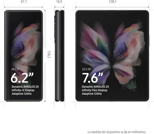 Vista 3 de Samsung Galaxy Z Fold 3 5G, versión de EE. UU., 256GB, Phantom Black - AT&T (renovado)