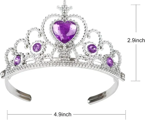 Vista 3 de Disfraz de sirena con peluca, corona, tiara, joyería de Halloween, princesa, accesorios de vestir para niñas