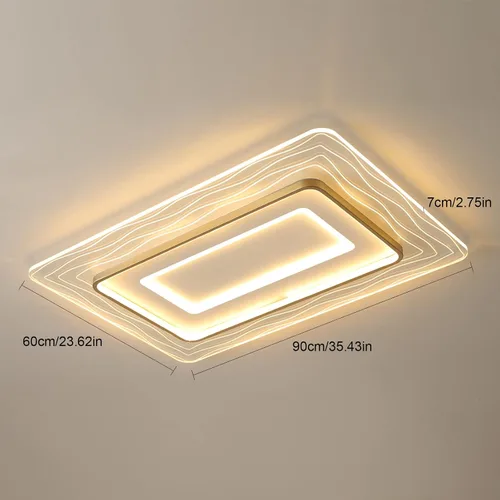Vista 2 de Lámpara de techo empotrada moderna de 72 W LED regulable lámpara de techo rectangular con control remoto cerca de la lámpara de techo
