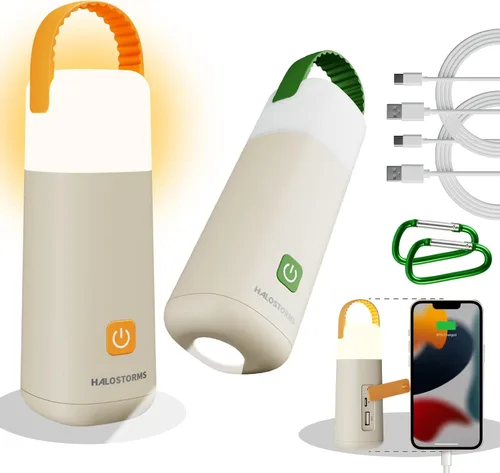Vista 10 de Linterna de campamento, linterna recargable de 350 horas de tiempo de funcionamiento, linterna de 3200 mAh con 4 modos, luz impermeable para tienda