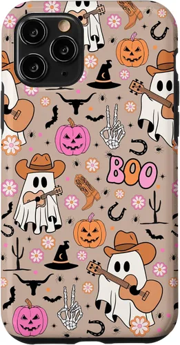 Vista 26 de Funda retro occidental para iPhone 11 Pro Max Fantasma Fantasma Vaquero de Halloween