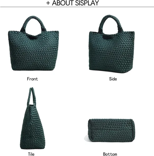 Vista 4 de JINMANXUE Bolso Hobo tejido para mujer, bolso de mano de neopreno de gran capacidad, bolso de hombro casual hecho a mano