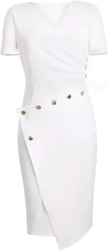 Vista 2 de Lrady - Vestido a media pierna ajustado con cuello en V profundo para mujer