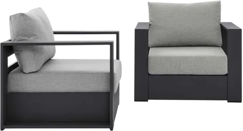Vista 7 de Modway Tahoe - Juego de 2 piezas de aluminio para patio, color gris carbón carbón gris