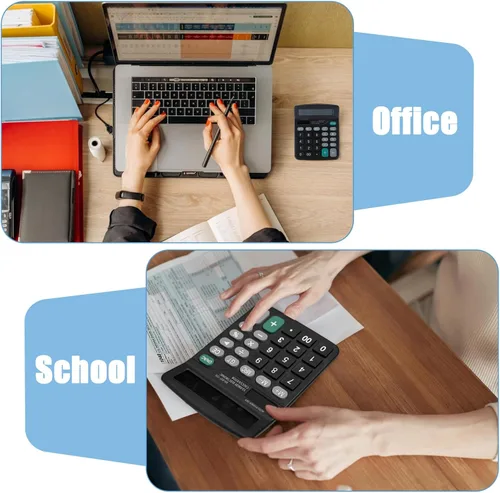 Vista 7 de Calculadora de 12 dígitos de 8 piezas, calculadora de escritorio básica solar (5)