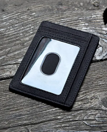 Vista 3 de Buffway - Billetera delgada minimalista de cuero con protección RFID para hombre y mujer