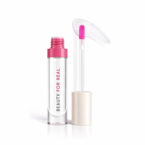 Vista 8 de Beauty For Real Lip Revival Hi-Shine - Aceite labial hidratante, boina de frambuesa (rosa transparente) - Ligero - Antiadherente, acabado brillante