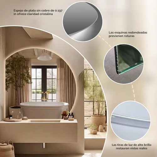 Vista 4 de Espejo de baño LED de media luna de 32 pulgadas, espejo de pared