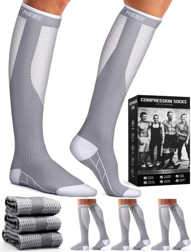 Vista 80 de Paquete de 3 pares de calcetines de compresión médica para mejorar la circulación de mujeres y hombres, para correr, hacer deporte y amamantar