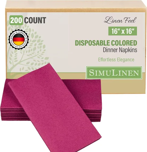 Vista 15 de SimuLinen Servilletas de Cena Desechables Amethyst - Servilletas de Papel Moradas con Sensación de Lino Similar a Tela para Bodas, de Lujo 16"x16