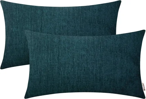 Vista 44 de BRAWARM Fundas de almohada 40x40 cm - Paquete de 2 fundas de almohada de chenilla negra, fundas de almohada de chenilla suave teñida sólida