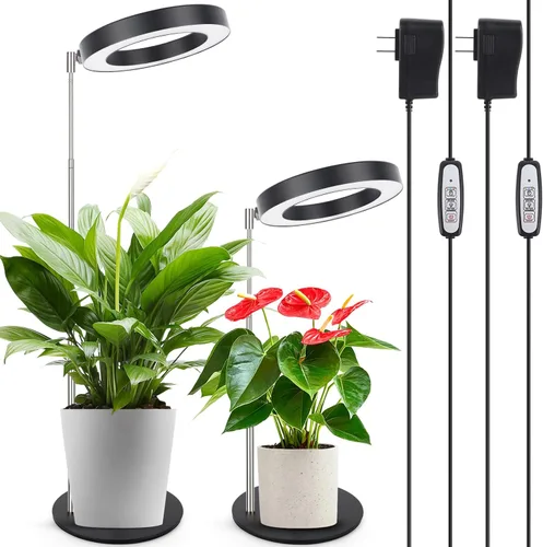 Vista 10 de LORDEM Lámpara de cultivo de bambú, luz LED para plantas de interior, lámpara de crecimiento de escritorio de bambú de espectro completo