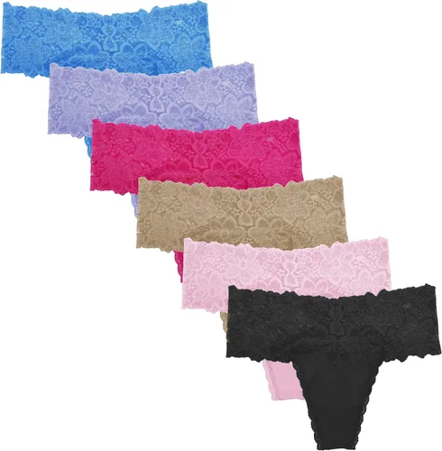 Vista 2 de GAREDOB Tanga de cintura alta para control de abdomen, tangas de encaje de algodón, tallas S-4XL