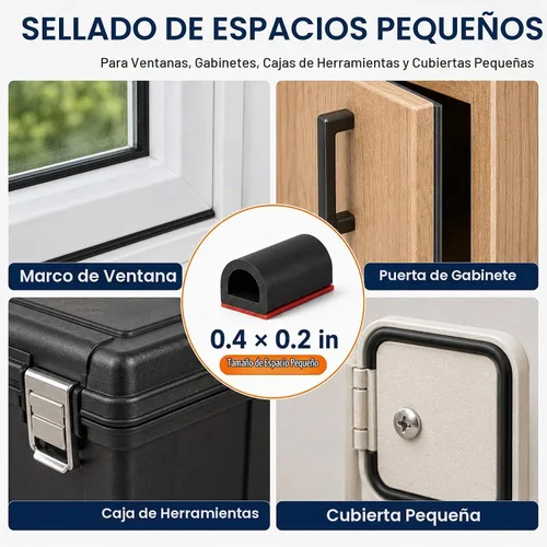 Vista 7 de Burlete de silicona para puerta, 20 pies, autoadhesivo, en forma de D, burlete para marco de puerta y sello de ventana Perfil hueco autoadhesivo