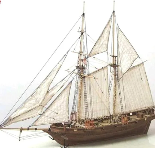 Vista 8 de KENANLAN Kit de construcción de modelo de barco de madera, kit de modelo de velero de madera, kit de decoración para el hogar, modelo de bricolaje