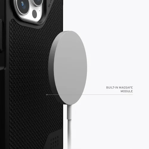 Vista 4 de URBAN ARMOR GEAR UAG - Funda compatible con iPhone 15 Pro de 6.1 pulgadas, funda Metropolis LT Kevlar negra con imán integrado compatible con carga