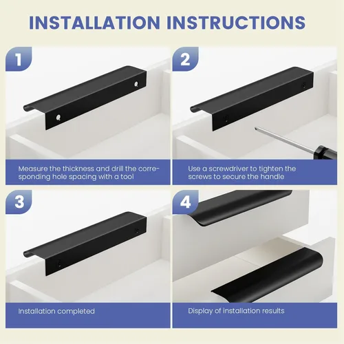 Vista 6 de Goldenwarm Paquete de 6 manijas de gabinete de cocina de 3 pulgadas, tiradores negros para armarios, tiradores de borde, accesorios de cocina negros