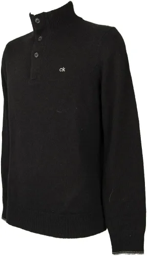 Vista 2 de Calvin Klein CK - Suéter de hombre con cuello y botones de lana mixta Artículo ZM0ZM01747 EOWL BLND CONTR