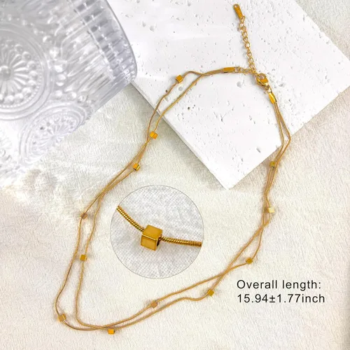 Vista 2 de Collar minimalista con cadena irregular Y2k para uso diario, versátil, joyería de moda para mujer, plata Dorado-1