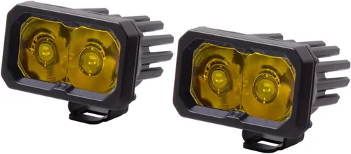 Vista 11 de Diode Dynamics C2 1.0 SAE Pod LED deportivo estándar amarillo (par), Combo con retroiluminación ámbar