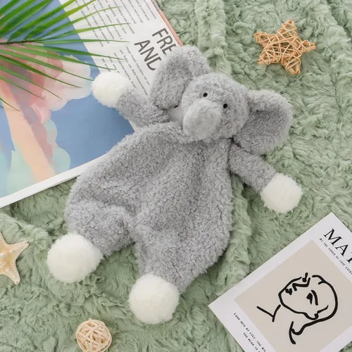 Vista 2 de Apricot Lamb Manta de seguridad de animales de peluche, elefante gris, manta de personaje para guardería, felpa de lujo para acurrucarse