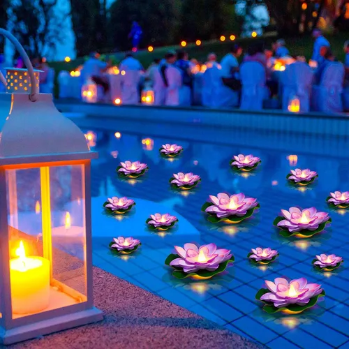 Vista 10 de Liliful - 24 luces de loto flotantes Diwali, 3.94 pulgadas, color blanco