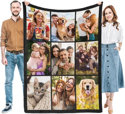 Vista 19 de Regalos para mujeres/hombres, manta personalizada de cumpleaños con imagen, mantas personalizadas con fotos, día de San Valentín, Navidad, regalos