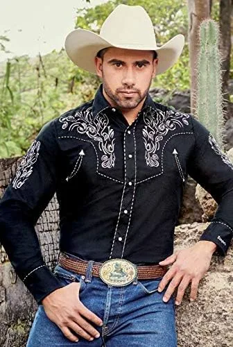 Vista 5 de RANGER'S Camisa de manga larga bordada occidental para hombre