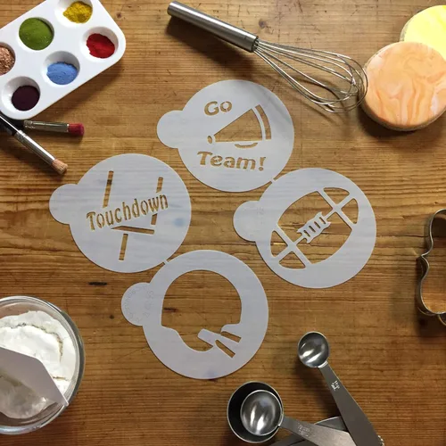 Vista 4 de Designer Stencils Plantillas grandes de galletas de fútbol, beige/semitransparentes