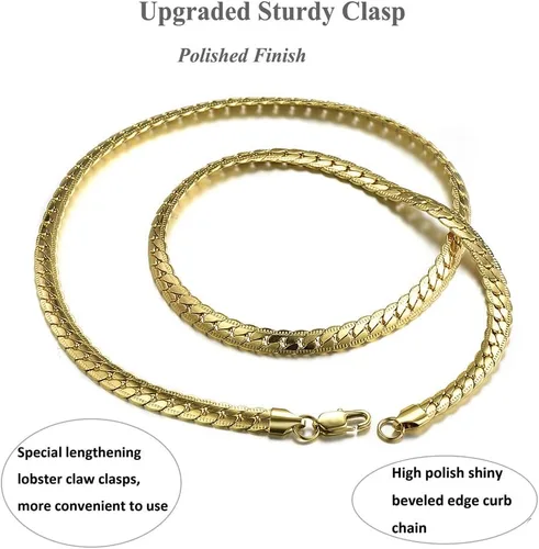 Vista 4 de Cadena de eslabones cubanos para hombres y mujeres de 1820222426 pulgadas, corte de diamante, cadena de cuello de serpiente, cadena gruesa