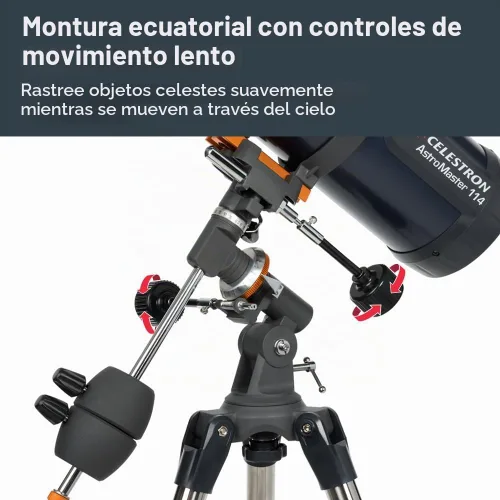Vista 2 de Celestron 21062 AstroMaster Telescopio refractor 70 EQ Bright Moon & Deep-Sky Views, Perfect for Families, German Equatorial Mount with Easy