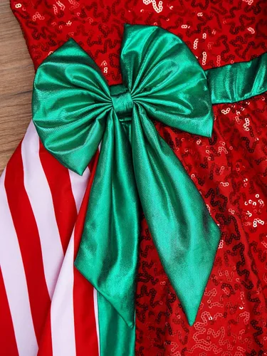 Vista 6 de Moily Kids Girls Christmas Dance Costume Sequins Figure Skating Dress Tutu Ballet Leotard Holiday Party Fancy Dress