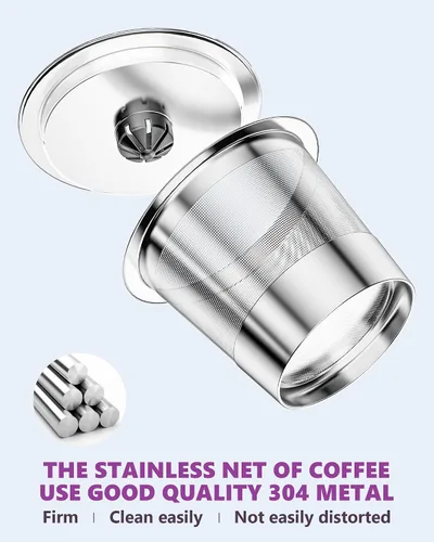 Vista 2 de Cápsulas de café reutilizables universales, adecuadas para tazas K, acero inoxidable reutilizable compatible con cafeteras Keurig 1.0 y 2.0