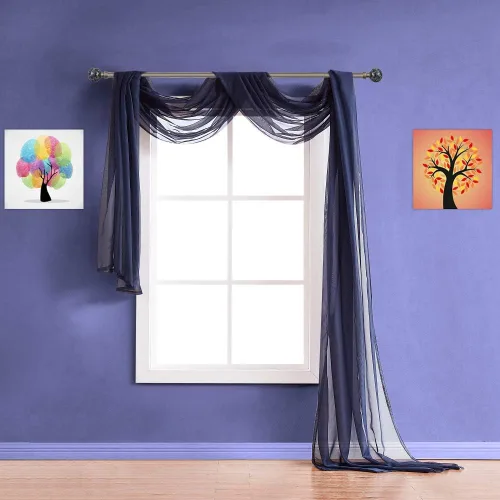 Vista 3 de Warm Home Designs Paquete de Tela para Arco de Boda Tiene 2 Scarves de 216 Pulgadas (18 Pies) en Tela Azul Marino y Blanco para Ceremonia de Boda