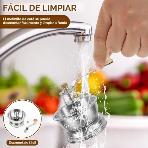 Vista 6 de Molinillo de café con mango de manivela, accesorio de tapa manual para tarros Mason de boca ancha, molinillo de granos de café a mano, molinillo