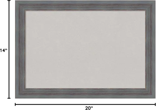 Vista 6 de Amanti Art Grey Cork Board for Wall, 14x20 Vision Board with Blue Wood Frame, Small Corkboard Office Decor for Home Organization, Country Rustic