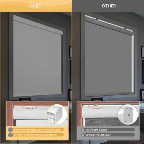 Vista 3 de Boolegon Persianas enrollables opacas para ventanas, color crema