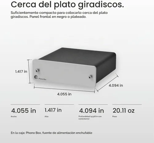 Vista 6 de Pro-Ject Phono Box DC MM/MC Preamplificador de fono con salida de línea (Plata)