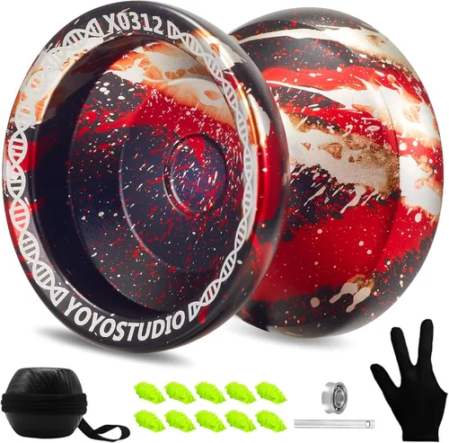 Vista 13 de YOYOSTUDIO X0312 Yoyo Profesional de Trucos Responsivo para Niños de 8-12 o Más, Yoyo de Girar con Dedo de Metal para Adultos con Kit de Rodamientos