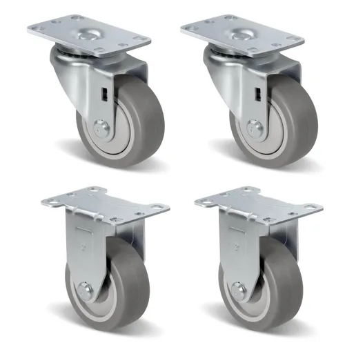 Vista 43 de Ruedas resistentes de 3 pulgadas, ruedas giratorias con frenos, ruedas de placa con rueda de goma para muebles, plataforma, camión, carrito
