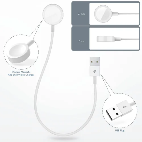 Vista 6 de Cargador de reloj para Apple Watch, 1.0 ft/1 pie corto de carga USB A inalámbrico magnético portátil cable de carga iPhone iWatch cable compatible