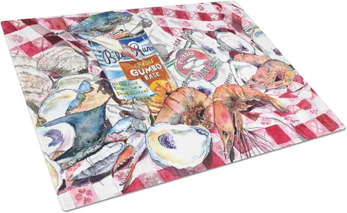 Vista 28 de Caroline's Treasures 1002LCB Barq's, Crabs and Spices Tabla de cortar de vidrio grande decorativa de vidrio templado Tabla de cortar y servir