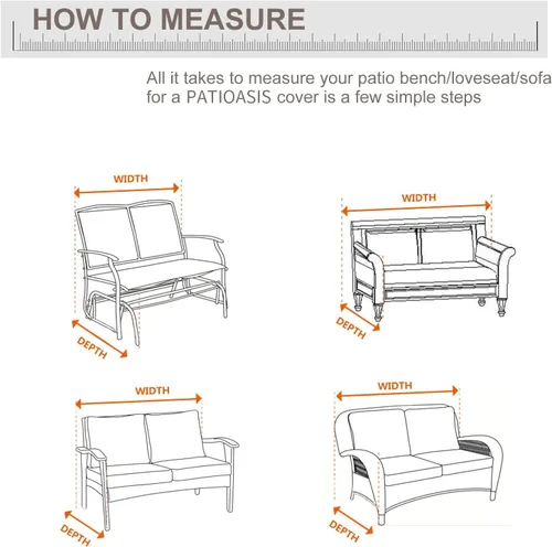 Vista 2 de Fundas para banco de patio de 54 x 37 x 35 pulgadas, impermeable, resistente a los rayos UV, para muebles de ley y muebles pequeños