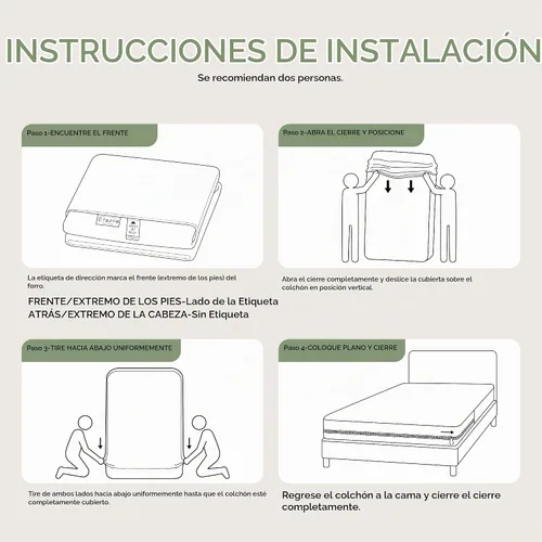 Vista 9 de FAUNNA - Funda protectora de colchón 100% algodón, 12 pulgadas de Blanco