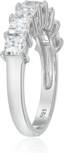 Vista 2 de Tienda Essentials Anillo de plata esterlina chapada en platino con circonita cúbica de corte princesa Infinite Elements (1 cttw, 2 cttw, o 3 cttw)