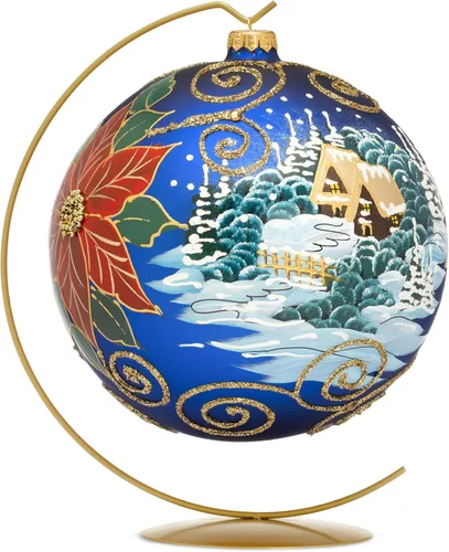 Vista 14 de Adorno de Navidad de Polish Gallery, Explosión Invernal, Bola de Vidrio Soplado (Oro, 6-pulgadas Ø/150mm)