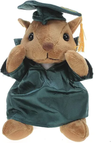 Vista 11 de Plushland Juguetes de peluche de ardilla, regalos para el día de graduación, texto personalizado, nombre o logotipo de tu escuela en el vestido, lo